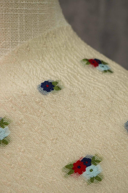 Floral Embossed Jacquard Fabric: Sheer Three-Color Upholstery, Sewing - 53"W