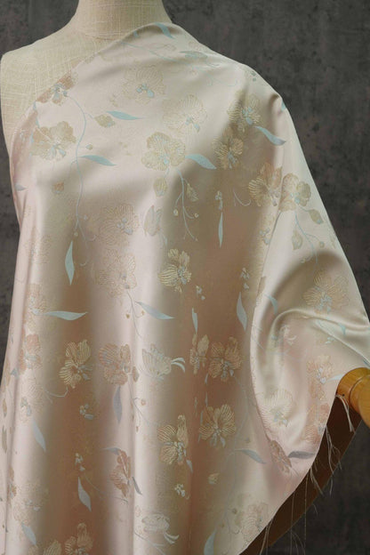 Tissu brocart à motifs floraux : Damas de soie Song 55 pouces, pour costumes et décoration - Vendu au mètre