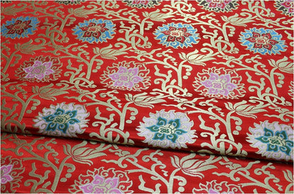 Lotus Thangka Brocade Fabric: Tibetan Buddhist Robes (29.5"W)