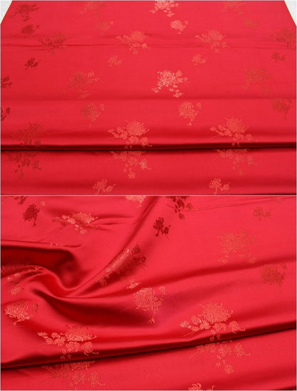 Tissu brocart chrysanthème : Revêtement d'ameublement Cheongsam de style folklorique (largeur 29,5")