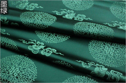 Jade Green Chinese Brocade Fabric: Silk Rayon Blend, 29" Wide