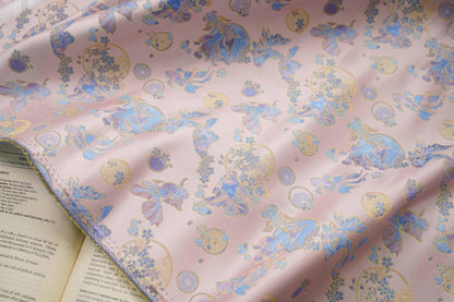 Tissu jacquard brocart à poissons rouges : style rétro, largeur 160 cm (63 po) - Vendu au mètre