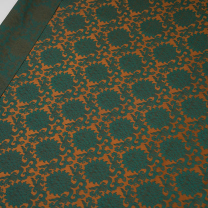 Japanese Kinran Brocade Fabric: Teal & Gold Floral, 29.5"W, By The Meter