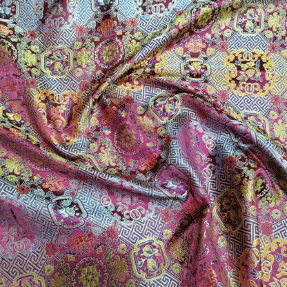 Mongolian Brocade Fabric: 59"W Rayon Cheongsam, Robe, Upholstery