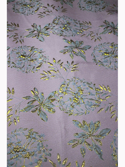 Gold Thread Jacquard Fabric: 3D Floral Design, 56" Wide
