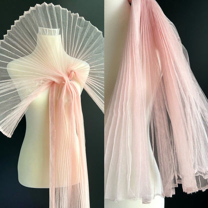 Pleated Tulle Fabric: 59" Wide Stiff Mesh, Designer Wedding Material
