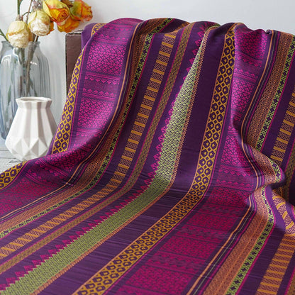 Tissu brocart Zhuang vintage ��� Tissu tissé à rayures losanges" Large