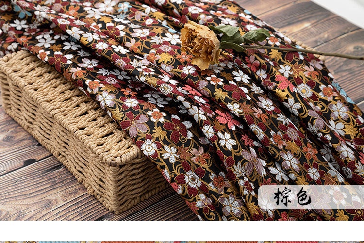 Japanese Cherry Blossom Brocade Fabric: Silk Rayon Jacquard (29.5"W)