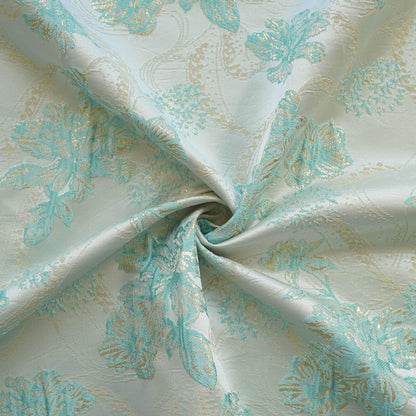 Metallic Brocade Fabric: 58"W Damask Jacquard with Gold Thread