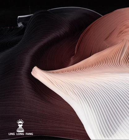 Gradient 3D Pleated Organza Fabric: 55" Wide Designer Material