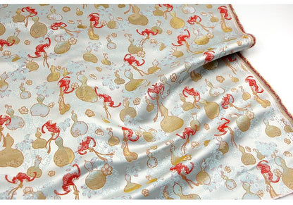 Gourd Brocade Fabric: Red Fortune Design, Cheongsam, Costume, Decor - 59"W