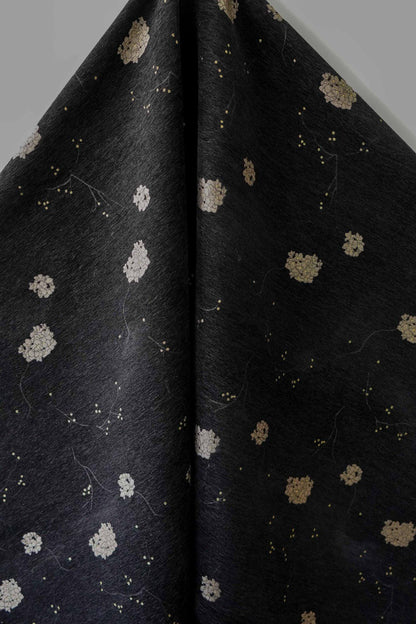 Retro Floral Chenille Jacquard Upholstery Fabric - Gold Thread, 60" Wide