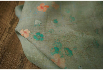 Rose Pattern Ramie Fabric: Soft Clothing & Home Textile (55"W)