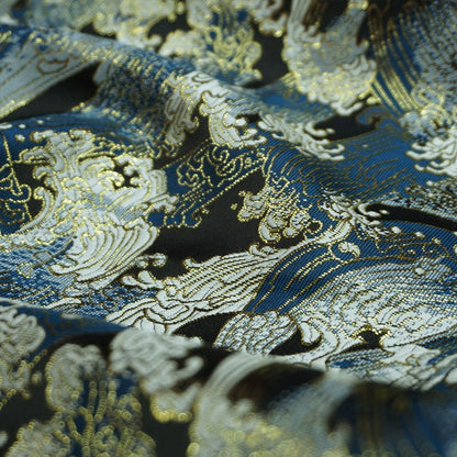 Ocean Waves Silk Rayon Brocade Fabric: Dressmaking Material (29.5/59"W)