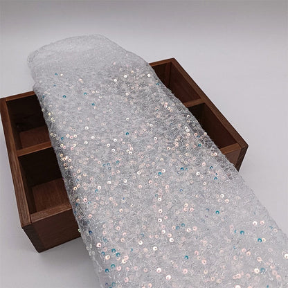 Iridescent Sequin Fabric: Multicolor 3D Embroidery, 49" Wide, By The Yard