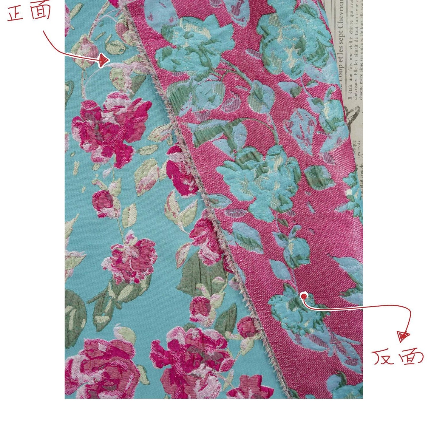 Blue Floral Embossed Jacquard Fabric ��� 3D Textur" Wide