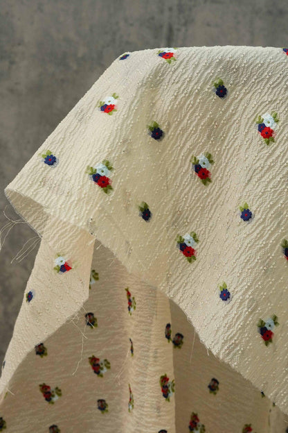Floral Embossed Jacquard Fabric: Sheer Three-Color Upholstery, Sewing - 53"W