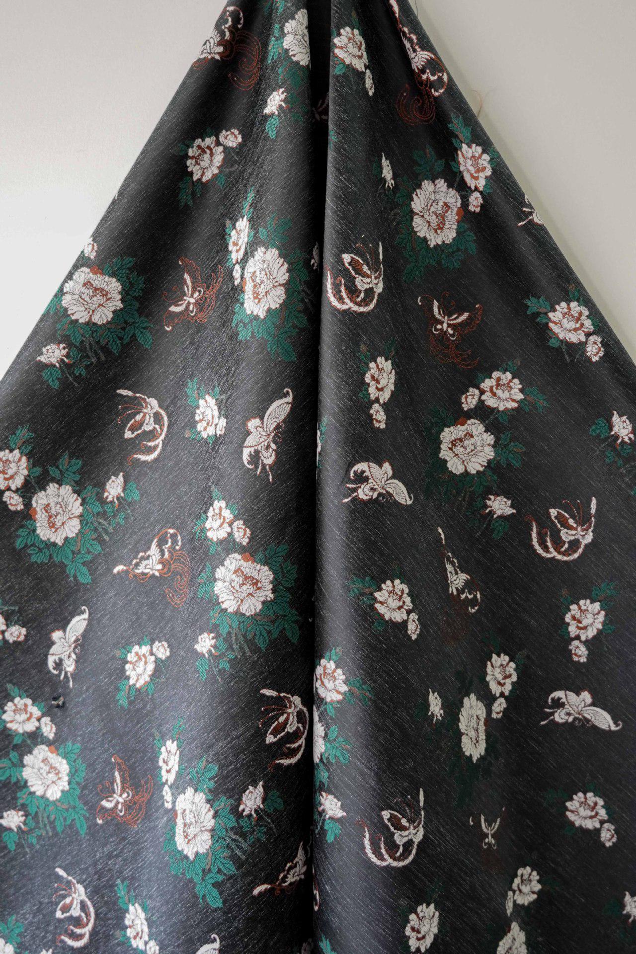 Floral Jacquard Chenille Fabric: 59"W Upholstery Sewing Material
