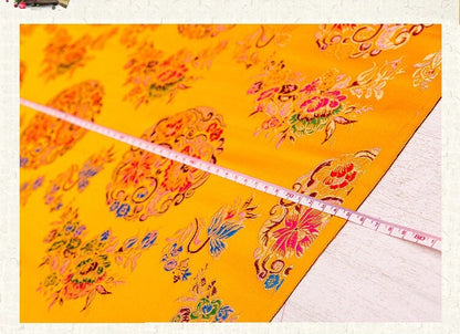 Tissu brocart de soie à motifs floraux : Qipao Cheongsam chinois multicolore, 75 cm de large