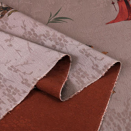 Damask Silk Fabric: Ancient Lady Pattern, Upholstery Sewing Material (59"W)