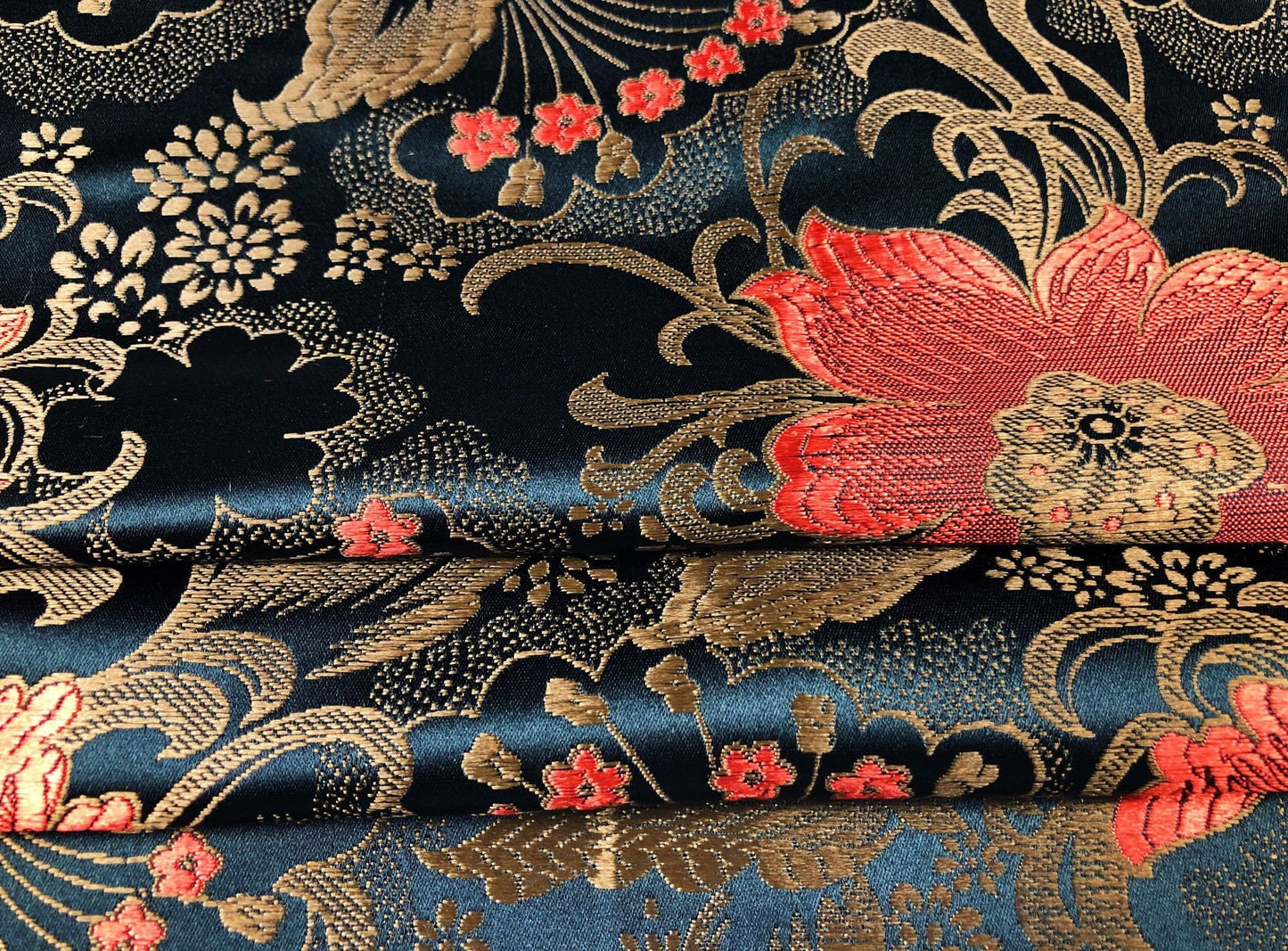 Lily Brocade Fabric: Chinese Woven Damask, Costume & Decor - 29.5"W