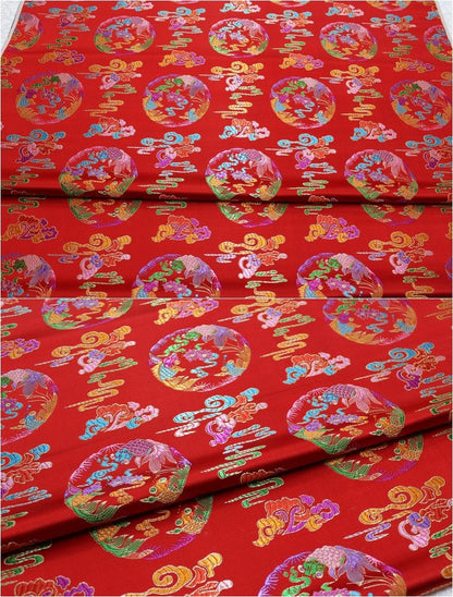 Chinese Brocade Fabric: Jacquard Silk Rayon Blend, Mongolian Gown Robe Decoration