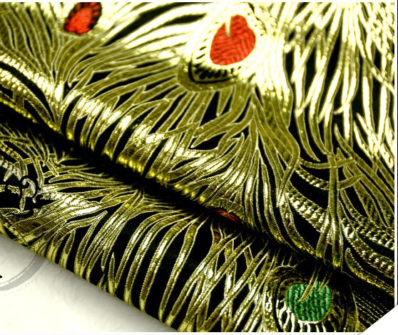 Peacock Tail Brocade Fabric: Silk Rayon Jacquard (29.5"W)