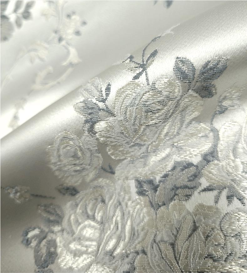 Metallic Damask Satin Fabric: 3D Texture Jacquard, 59" Wide