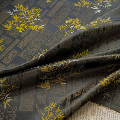 Tissu brocart jacquard en bambou métallisé : damas japonais de 150 cm de large, vendu au mètre