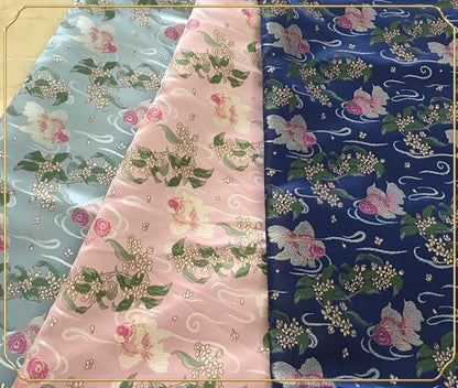 Aqua Blue Goldfish Silk Brocade Fabric: 59"W Emperor Robe, Cheongsam