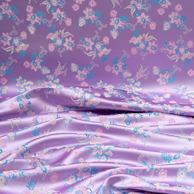 Lilac Silk Brocade Fabric: Floral Jacquard, Cheongsam Sewing Material