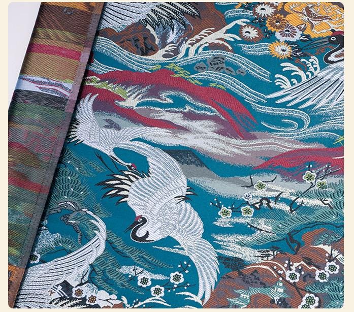 Kirin Nishijin Silk Brocade Fabric: Colorful Japanese Upholstery, Costume, Handbag - 29.5" Wide