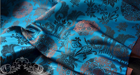 Floral Brocade Fabric: Chinese Rayon Damask, 35" Wide