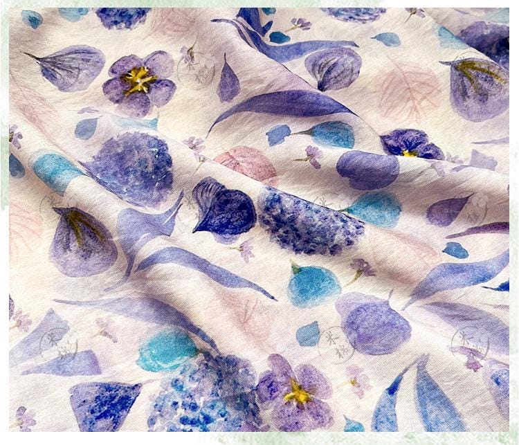 Quilting Fabric, Mist Blue Floral Cotton Fabric: Soft Jacquard Look Sewing Material
