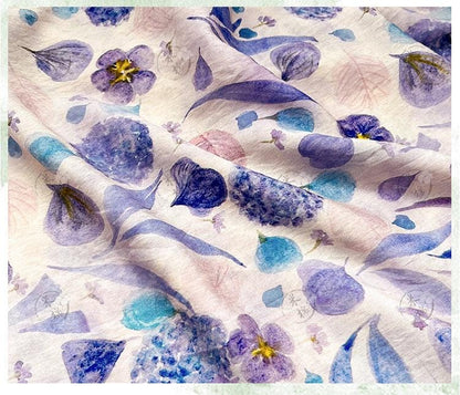 Quilting Fabric, Mist Blue Floral Cotton Fabric: Soft Jacquard Look Sewing Material