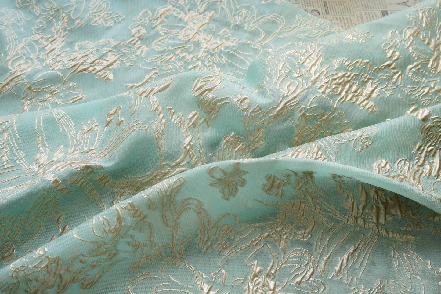 Gold Thread Jacquard Fabric: 3D Designer Material, 55" Wide - Upholstery, Quilting