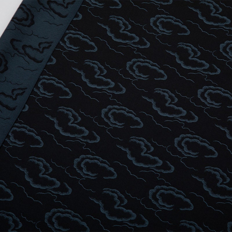Nishijin Ori Brocade Satin Fabric: Cloud Flowers, Japanese Decor (59" Wide)