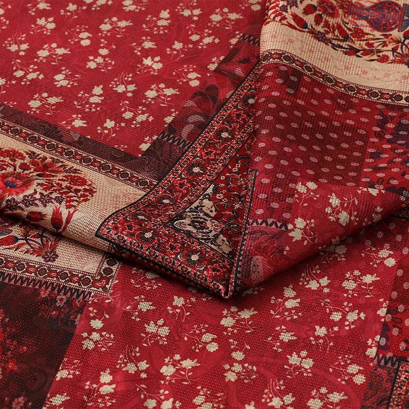 Tea Silk Satin Fabric: 59"W Digital Patch Print - Costume, Upholstery, Drapery
