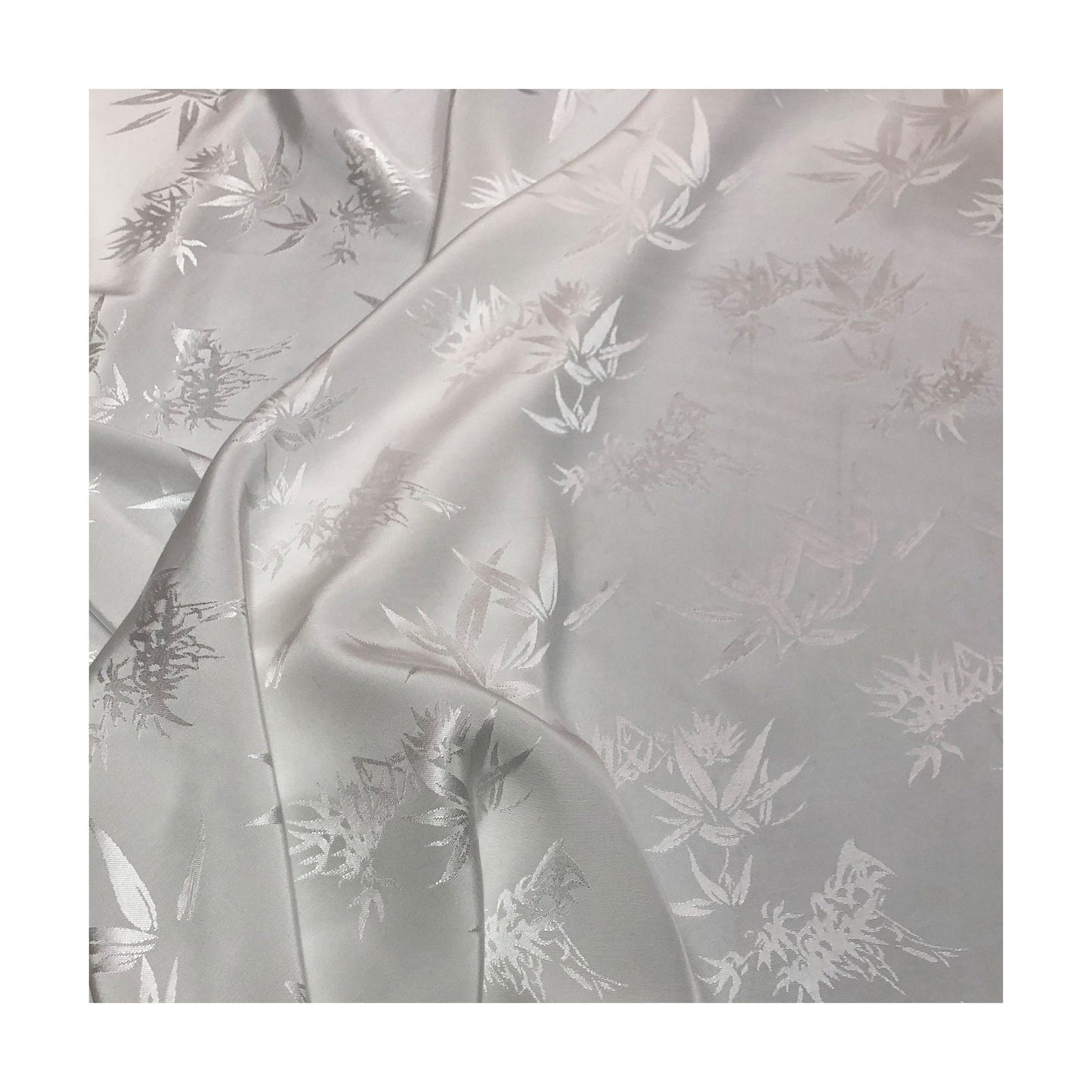 White Bamboo Jacquard Fabric: 59"W Cotton Rayon Blend