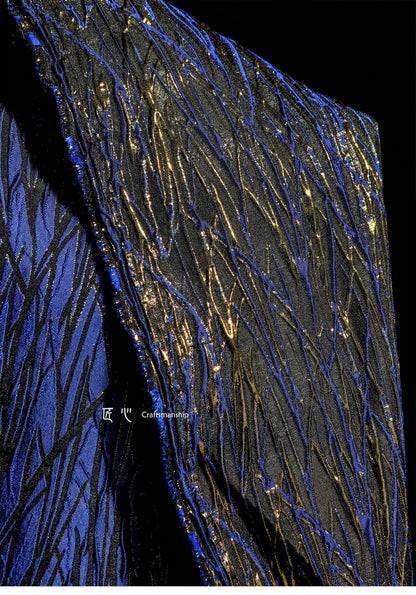 Turquoise Gold Thread Metallic Fabric: Designer Upholstery, Costume, Decor