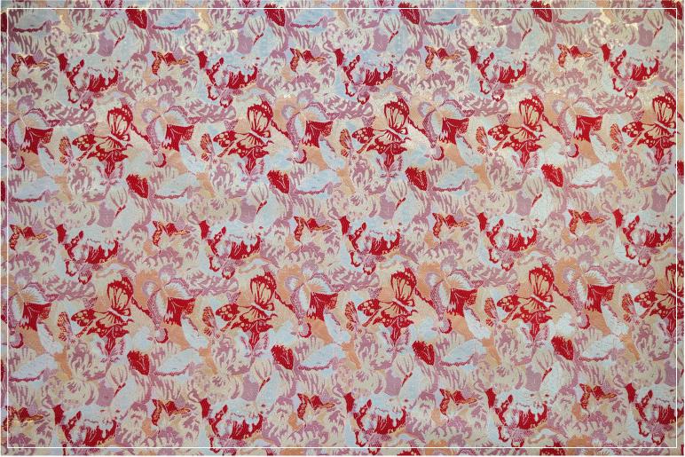 Gold Thread Butterfly Jacquard Fabric: 3D Oil Painting Texture, 59" Wide