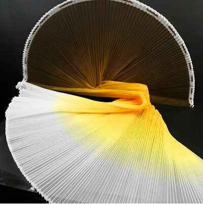 Gradient Pleated Organza Fabric: Stiff Texture, 63" Wide