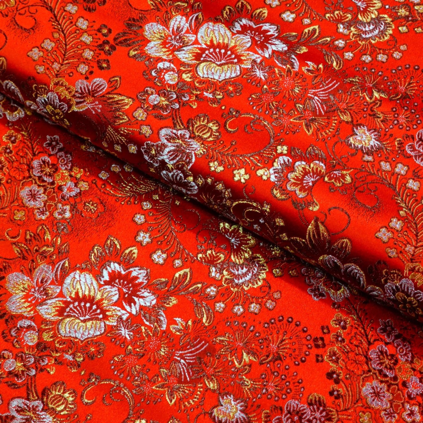 Peony Brocade Fabric: Colorful Cheongsam Qipao Sewing Material, 45"W