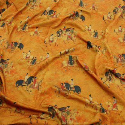Chinese Painting Silk Satin Fabric: Gambiered Canton Gauze (59"W)