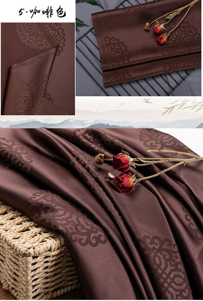 Damask Brocade Fabric: Chinese Mongolian Style Silk Rayon Blend