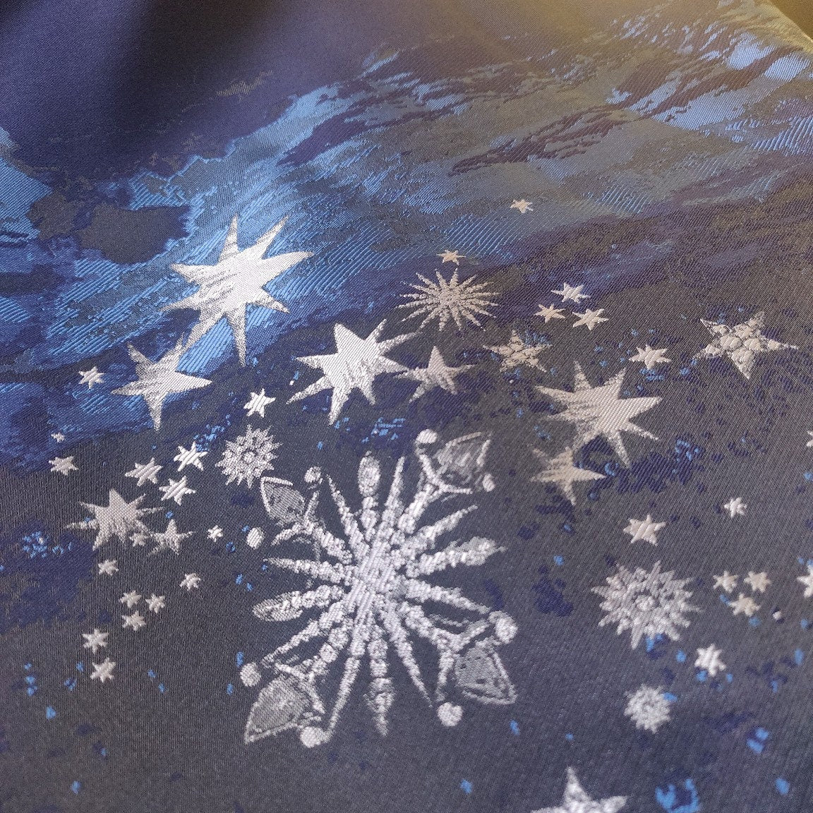 Galaxy Jacquard Fabric: Dark Blue Universe Cotton Blend, 59" Wide
