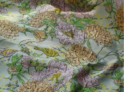Embossed Jacquard Fabric: 3D Birds and Flowers, 55" Wide