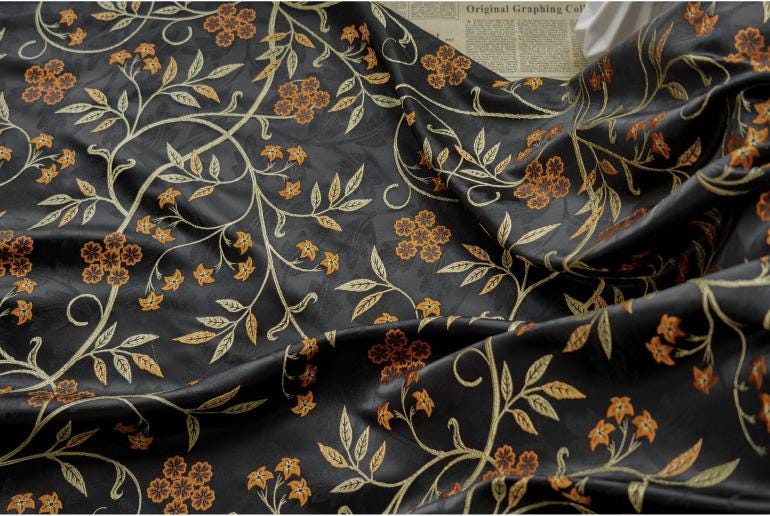 Reversible Jacquard Fabric: Japanese Floral Embossed Weave (60"W)
