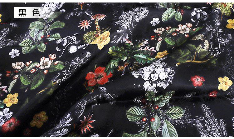 Floral Print Tea Silk Satin Fabric: 55"W Rayon Sewing Material