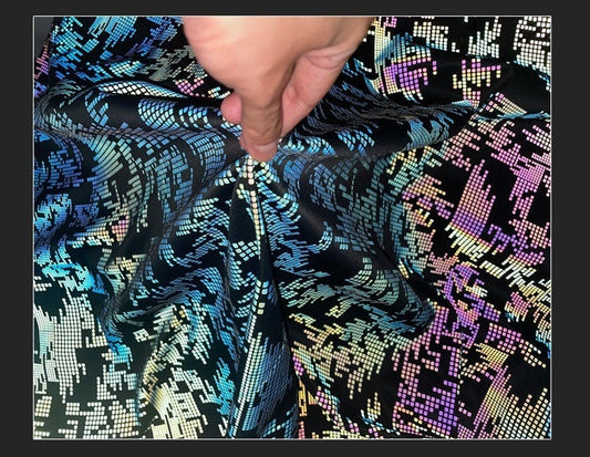 Tissu à carreaux réfléchissant : polyester à changement de couleur laser, pour la confection de costumes à faire soi-même